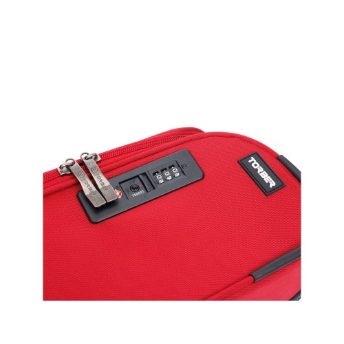 Чемодан TORBER БРОСНО, красный, нейлон 600D, 36,5 х 20 х 54 см, 32 л
