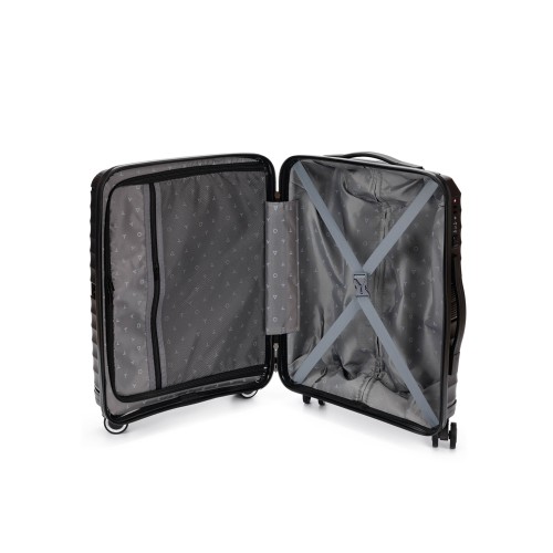 Чемодан TORBER НЕВО, чёрный, полипропилен, 40 х 25 х 55 см, 32 л