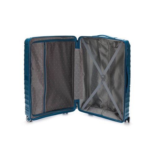 Чемодан TORBER НЕВО, синий, полипропилен, 49 х 28 х 76 см, 95 л