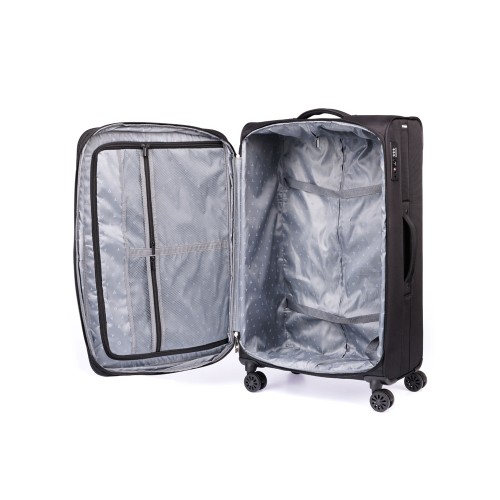 Чемодан TORBER СЕЙД, чёрный, нейлон 600D, 48 х 26.5 х 78 см, 85 л