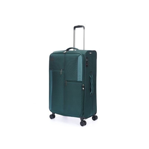 Чемодан TORBER СЕЙД, тёмно-зелёный, нейлон 600D, 48 х 26,5 х 78 см, 85 л