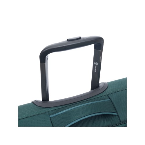 Чемодан TORBER СЕЙД, тёмно-зелёный, нейлон 600D, 48 х 26,5 х 78 см, 85 л