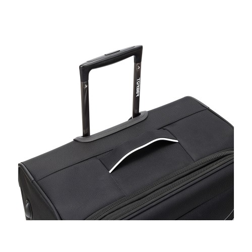 Чемодан TORBER НЕРО, чёрный, переработанный ПЭТ, 48 х 28 х 79 см, 90 л