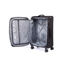 Чемодан TORBER БРОСНО, чёрный, нейлон 600D, 43,5 х 26 х 68 см, 56 л