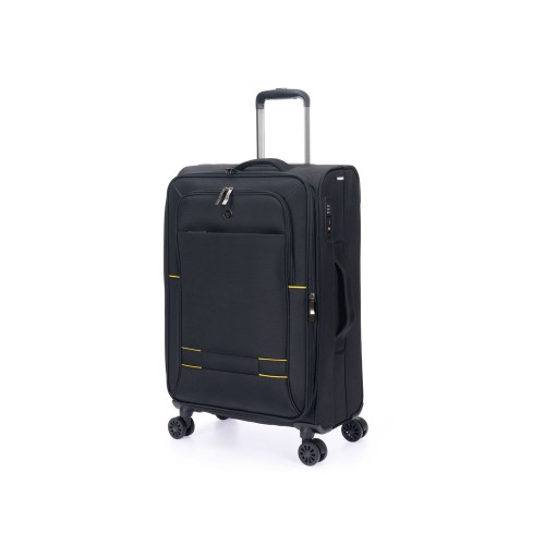 Чемодан TORBER БРОСНО, чёрный, нейлон 600D, 43,5 х 26 х 68 см, 56 л