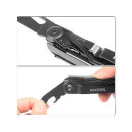 Нож-мультитул Rocktol 12 в 1, кожаный чехол, черный