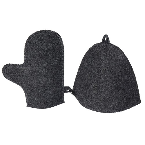 Банный набор из шапки и рукавицы "Renew", серый