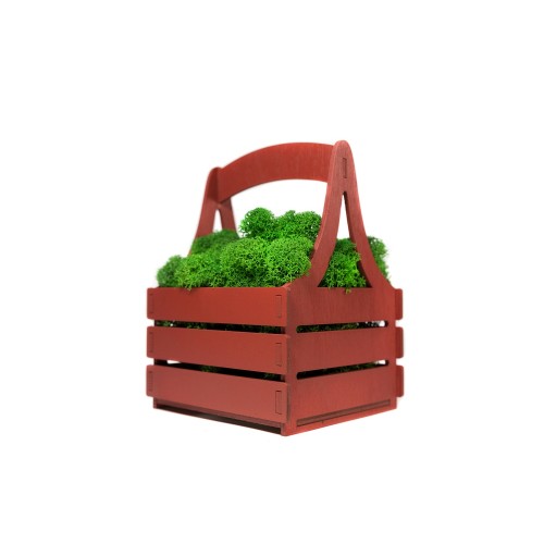 Композиция "Корзинка со мхом", темно-красный