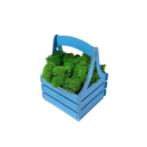 Композиция "Корзинка со мхом", синий