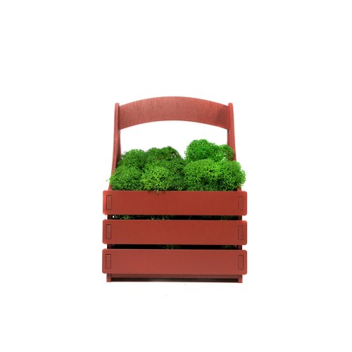 Композиция "Корзинка со мхом", темно-красный