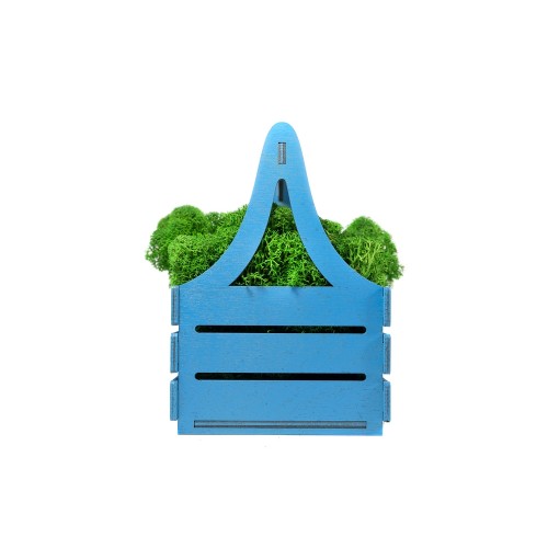 Композиция "Корзинка со мхом", синий