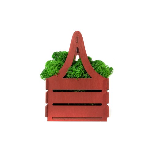 Композиция "Корзинка со мхом", темно-красный