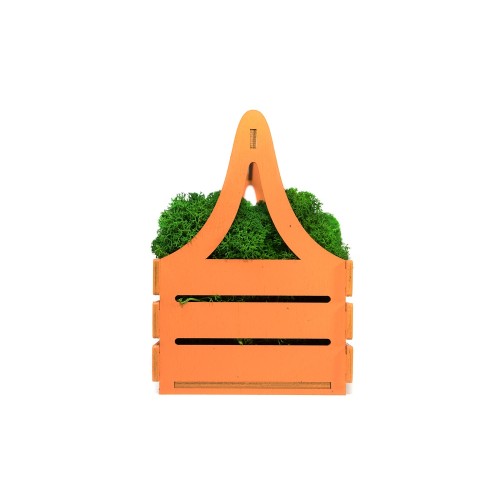 Композиция "Корзинка со мхом", оранжевый