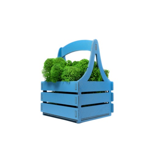 Композиция "Корзинка со мхом", синий