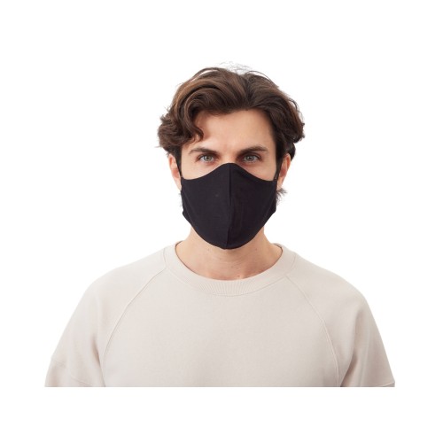 Маска для лица многоразовая с фиксаторами, черная