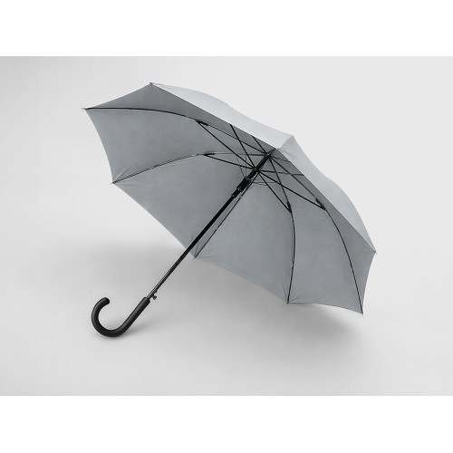 Зонт-трость Reviver с куполом из переработанного пластика, серый
