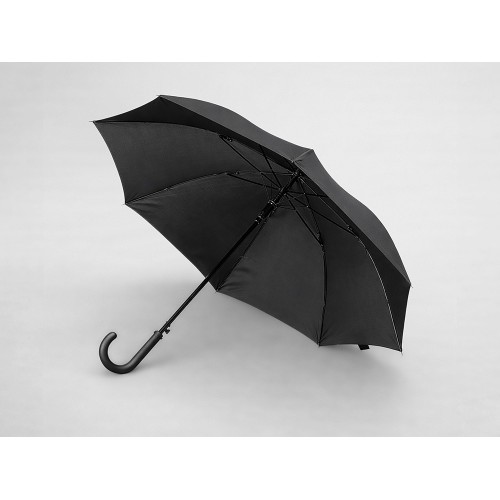 Зонт-трость Reviver с куполом из переработанного пластика, черный