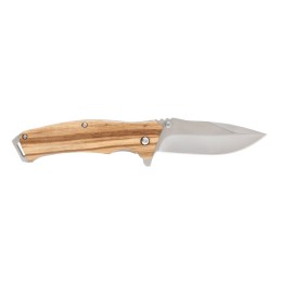 Нож складной Stinger, 110 мм, (серебристый), материал рукояти: дерево/сталь (светло-коричневый)
