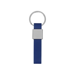 Брелок из металла и иск.кожи "Strap", серебристый/темно-синий