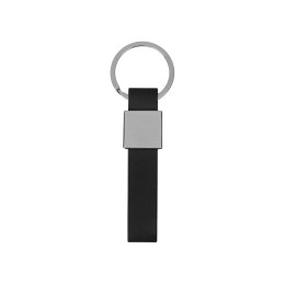 Брелок из металла и иск.кожи "Strap", серебристый/черный
