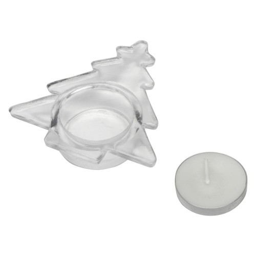 Подсвечник стеклянный со свечой, прозрачный