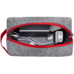 Органайзер для электроники и проводов "Felt" из RPET-фетра с ручкой, серый с красным