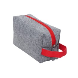 Органайзер для электроники и проводов "Felt" из RPET-фетра с ручкой, серый с красным