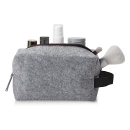 Косметичка из РПЕТ фетра с ручкой "Felt", серый с черным