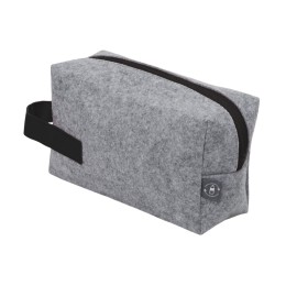 Косметичка из РПЕТ фетра с ручкой "Felt", серый с черным