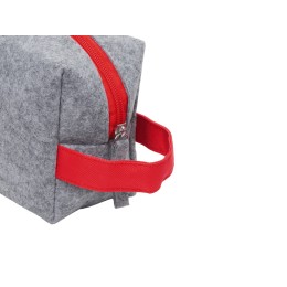 Органайзер для электроники и проводов "Felt" из RPET-фетра с ручкой, серый с красным