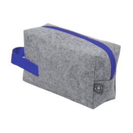 Косметичка из РПЕТ фетра с ручкой "Felt", серый с синим