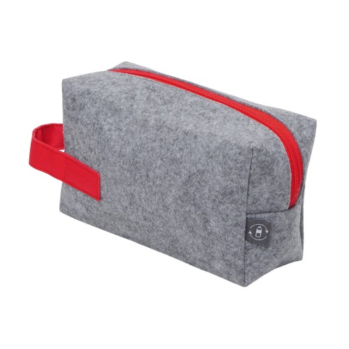 Органайзер для электроники и проводов "Felt" из RPET-фетра с ручкой, серый с красным