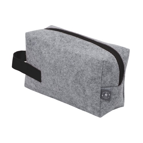 Органайзер для электроники и проводов "Felt" из RPET-фетра с ручкой, серый с черным