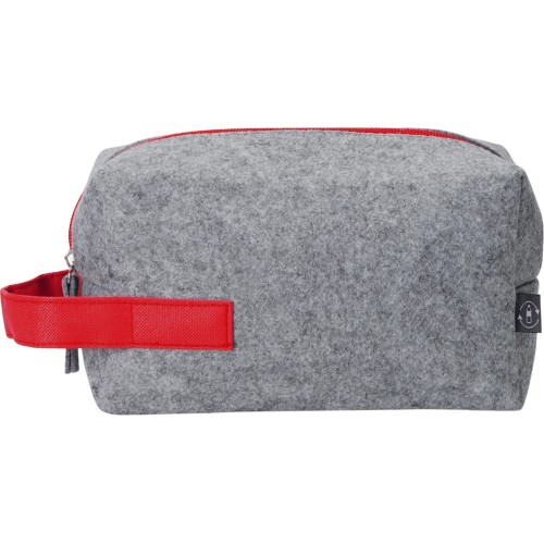 Органайзер для электроники и проводов "Felt" из RPET-фетра с ручкой, серый с красным
