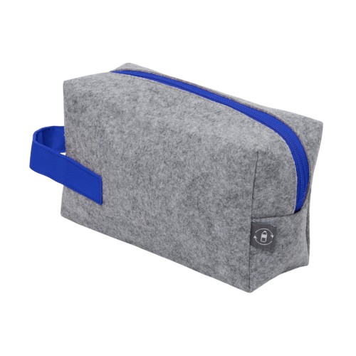 Органайзер для электроники и проводов "Felt" из RPET-фетра с ручкой, серый с синим