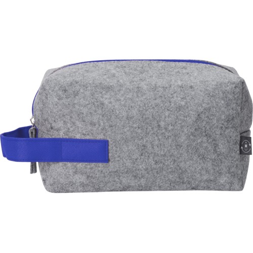 Косметичка из РПЕТ фетра с ручкой "Felt", серый с синим