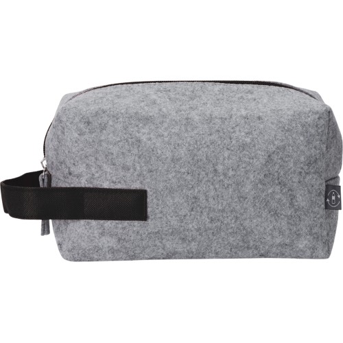 Косметичка из РПЕТ фетра с ручкой "Felt", серый с черным