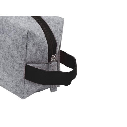 Косметичка из РПЕТ фетра с ручкой "Felt", серый с черным