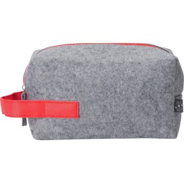 Косметичка из РПЕТ фетра с ручкой "Felt", серый с красным