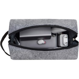 Органайзер для электроники и проводов "Felt" из RPET-фетра с ручкой, серый с черным