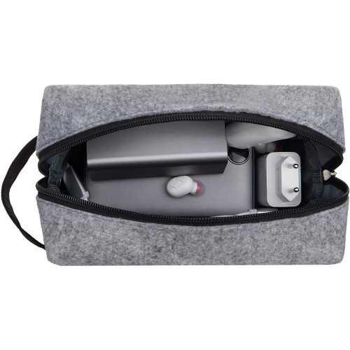 Органайзер для электроники и проводов "Felt" из RPET-фетра с ручкой, серый с черным