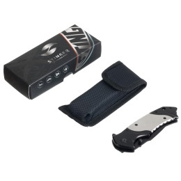 Нож складной Stinger, 120 мм, (черный), материал рукояти: нержавеющая сталь (серебристый/черный)