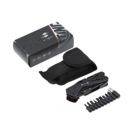 Мультитул Stinger, 105x45 мм, 13 функций, сталь, чёрный, в комплекте 9 насадок и нейлоновый чехол