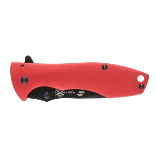 Нож складной Stinger, 80 мм, (чёрный), материал рукояти: сталь/алюминий (чёрно-красный)