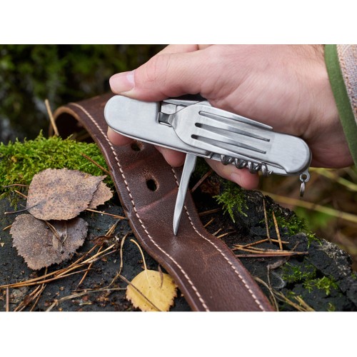 Нож перочинный Stinger, 109 мм, 8 функций, материал рукояти: нержавеющая сталь (серебристый)