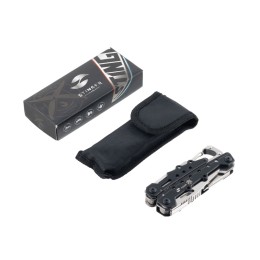 Мультитул Stinger, 105x40 мм, 12 функций, сталь, чёрно-серебристый, в комплекте нейлоновый чехол