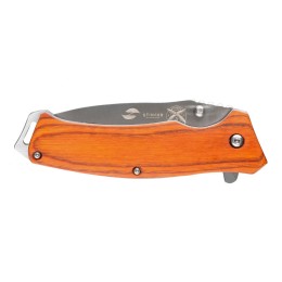 Нож складной Stinger, 110 мм, (серебристый), материал рукояти: дерево/сталь (коричневый)