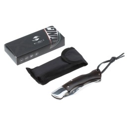 Нож складной Stinger, 92 мм, (серебристый), материал рукояти: сталь/дерево (серебристо-коричневый)