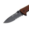 Нож складной Stinger, 80 мм (чёрный), материал рукояти: сталь/сандаловое дерево (коричневый)