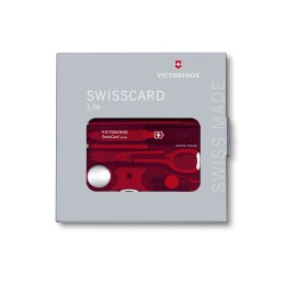Швейцарская карточка VICTORINOX SwissCard Lite, 13 функций, полупрозрачная красная